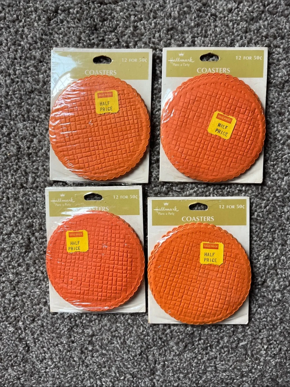 Vintage 1970’s Hallmark Orange Yellow Festive Disposable Coasters Multipack Set